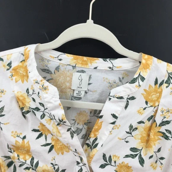 Joie White yellow floral puff sleeve mini dress Azaleia spring summer flirty 10 - Picture 6 of 16